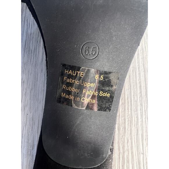 Fashion Nova Black Square Toe suede Mules With Rhinestone Straps And Sphere Heel - Picture 7 of 10